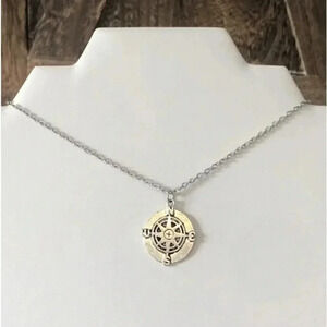 Compass NSEW Handmade Stainless Steel Necklace NWT